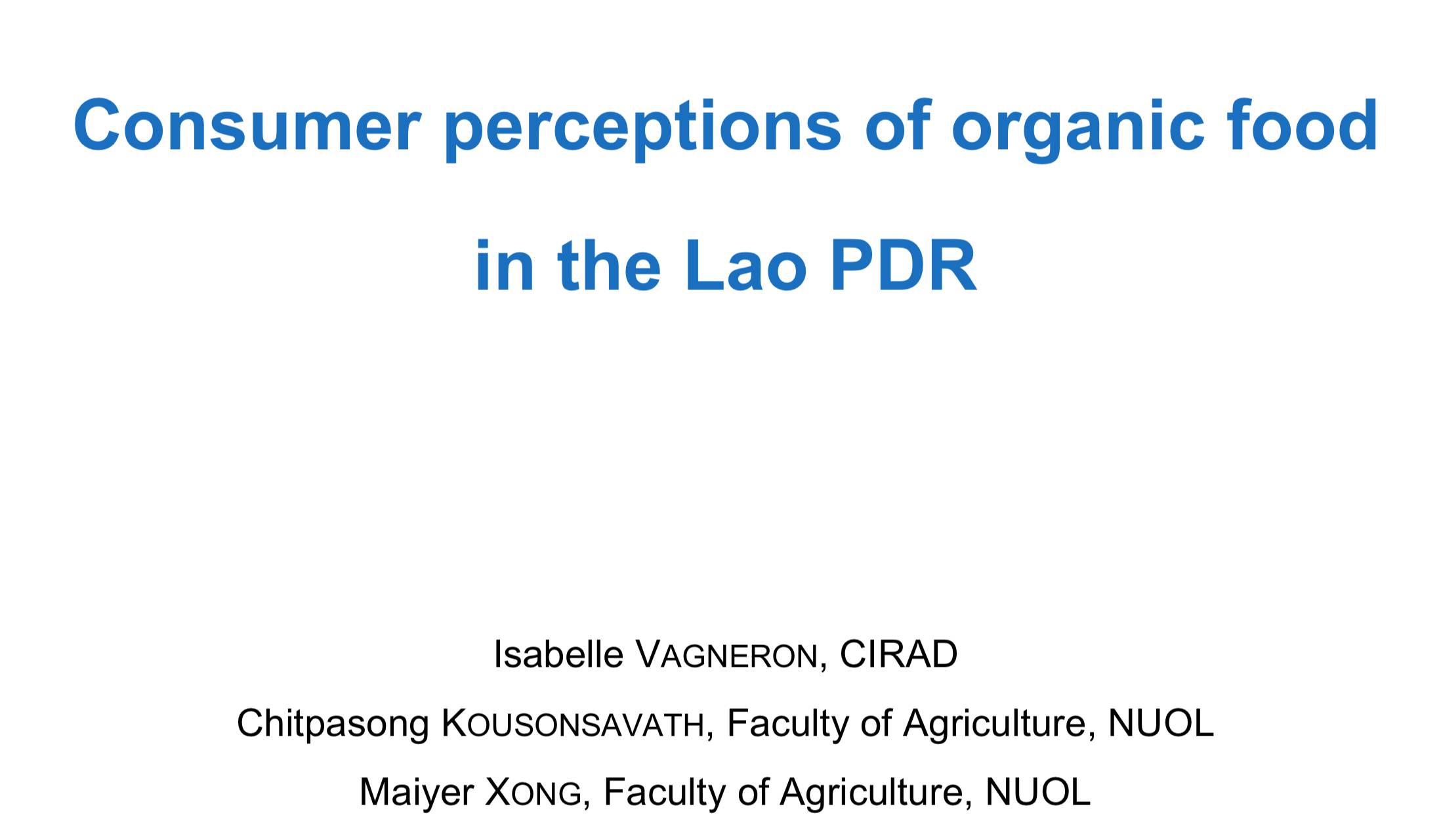 Consumer Perceptions of Organic Food in Lao PDR