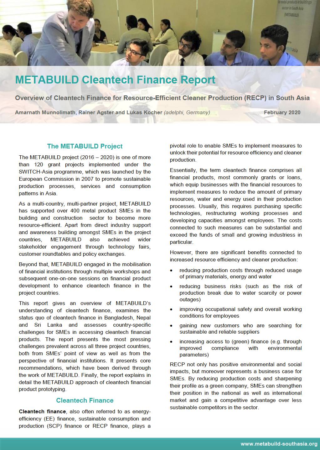 METABUILD Cleantech Finance Report