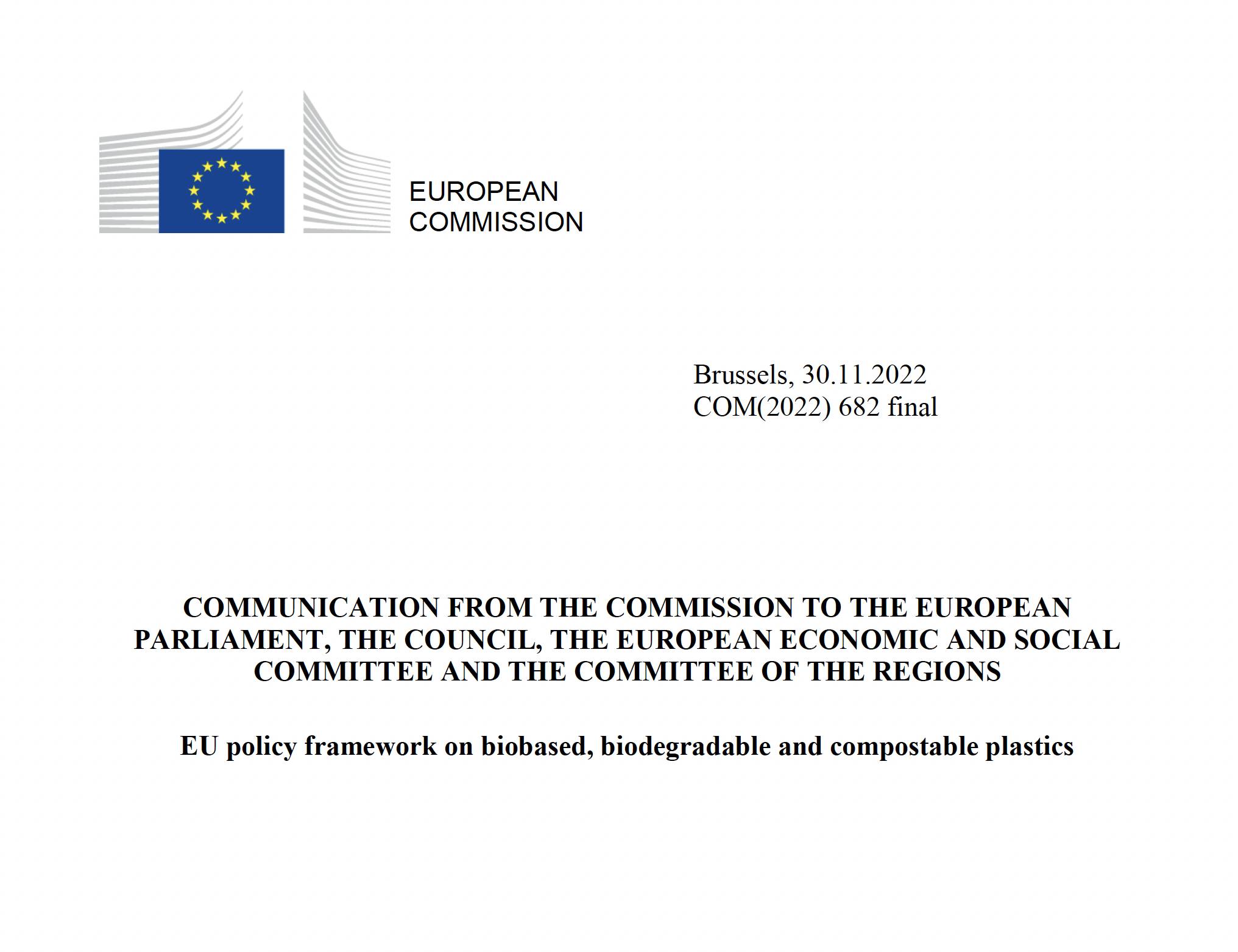 Policy framework on biobased, biodegradable and compostable plastics